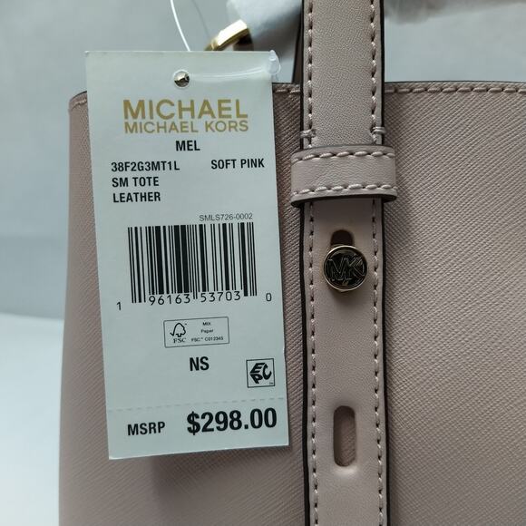 Michael Kors Mel Soft Pink Leather Double Handles Tote Bag - NWT $298 - Picture 4 of 16